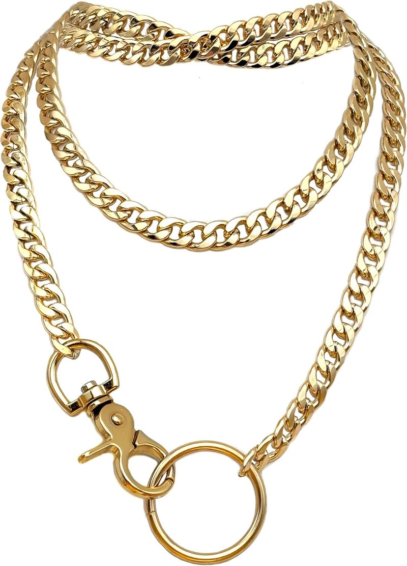 paloli Women's Slip Chain Rainbow Heart O-Ring Chunky Chain Necklace, Rays Cuban Long Layered Jewelry, Adjustable Lariat Y-Necklace Heart Loop Choker - Image 1